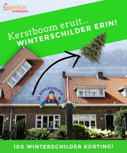 Kerstboom er uit winterschilder er in Eigenhuis Schilderplan